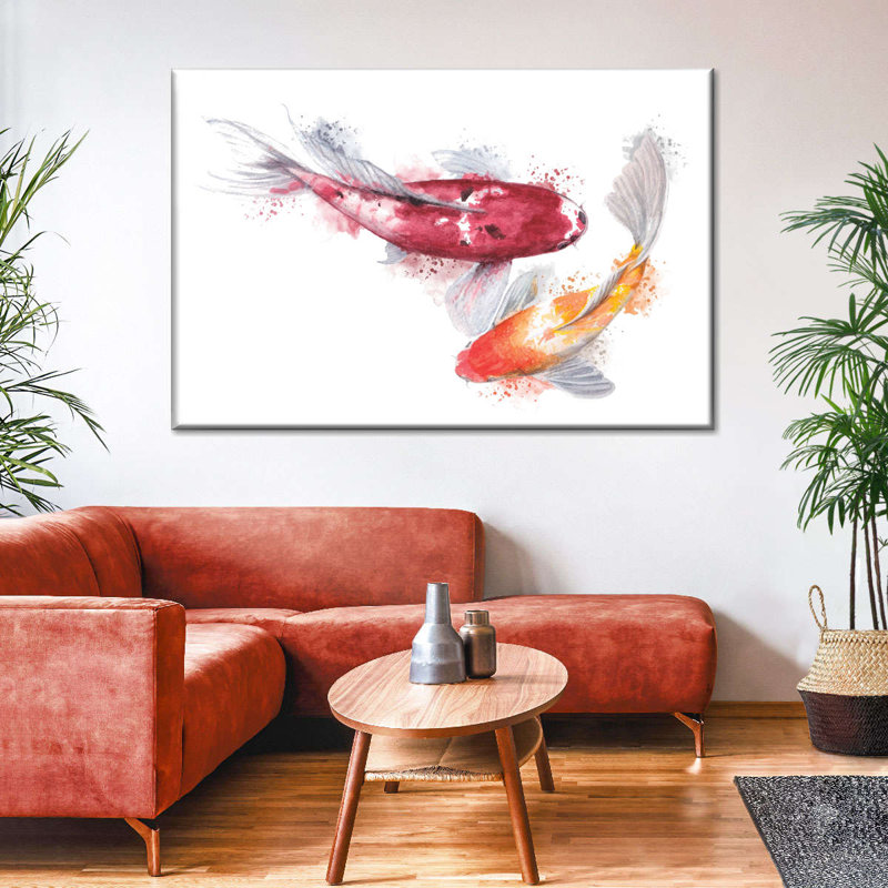 Koi Fish paire Splatter, H 20 po x l 30 po x P 1,25 po