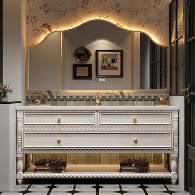 Smart bathroom cabinet retro American style