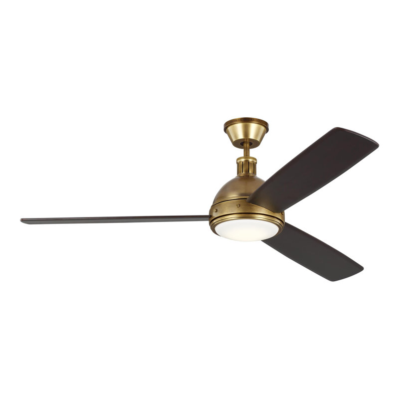 Hicks 60'' Ceiling Fan with LED Lights, Hand-Rubbed Antique Brass/Dark Mahogany
