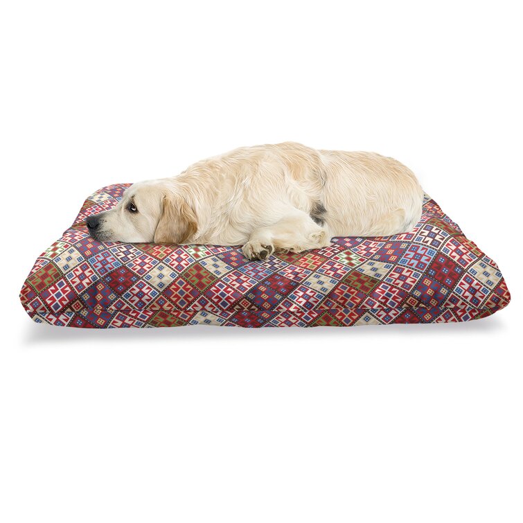 Ambesonne Colorful Pet Bed, Various Skewed Square Nomadic Rug Looking  Seamless Pattern, Chew Resistant Pad For Dogs And Cats Cushion With  Removable