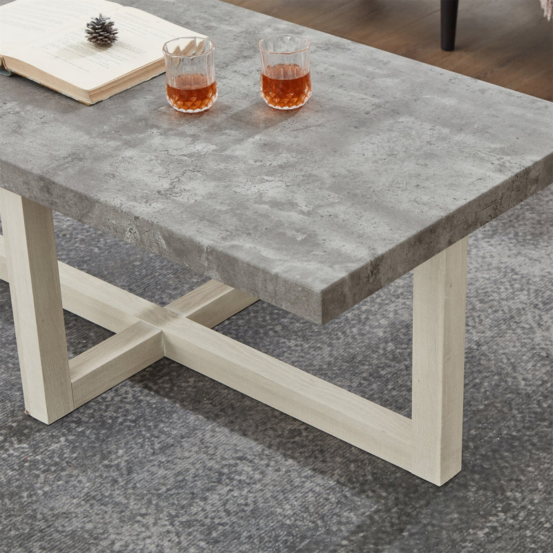 Table basse ronde Roundhill Furniture Luno, Gris / Blanc, No Decal/Laminate Design