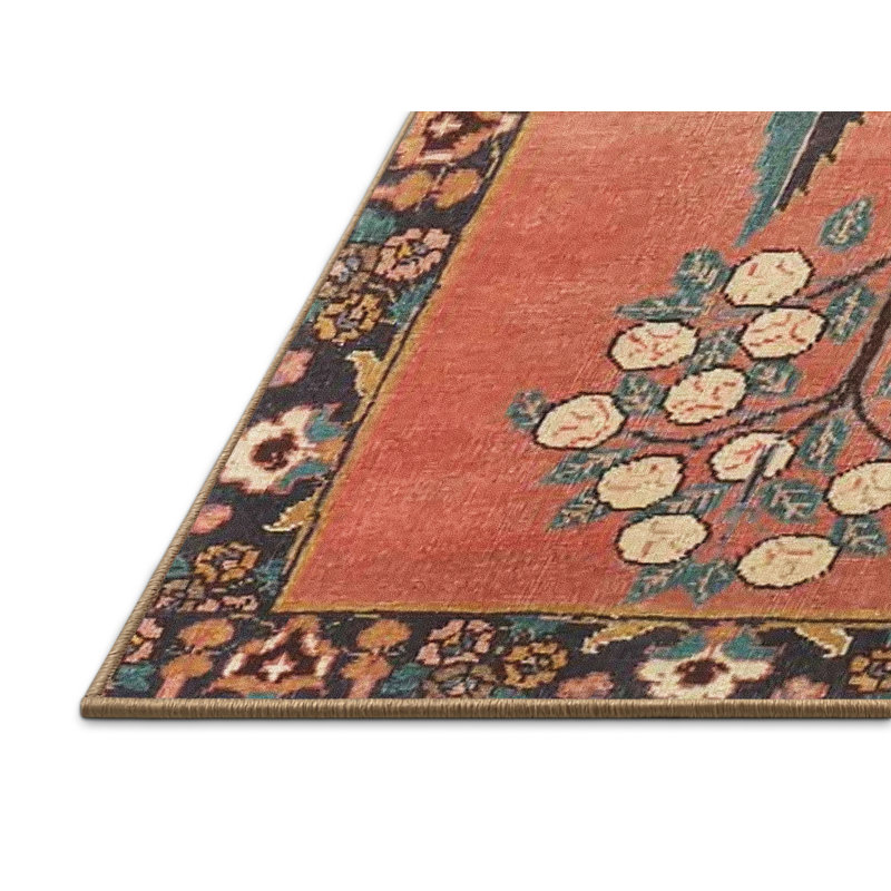 Tapis traditionnel rouge / vert Gerhilde, Rectangle 2 pi x 5 pi