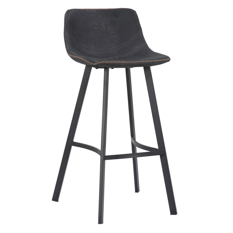Fulcher Upholstered Counter Stool with Metal Frame, Black