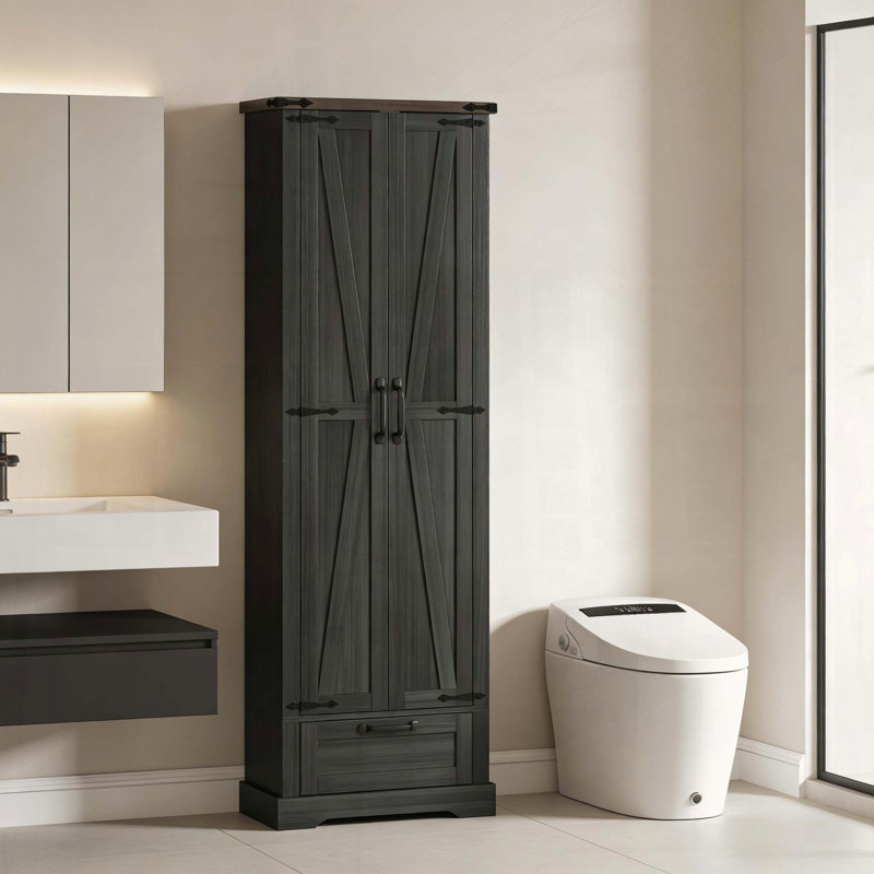 Grand garde-manger avec portes de grange, Black
