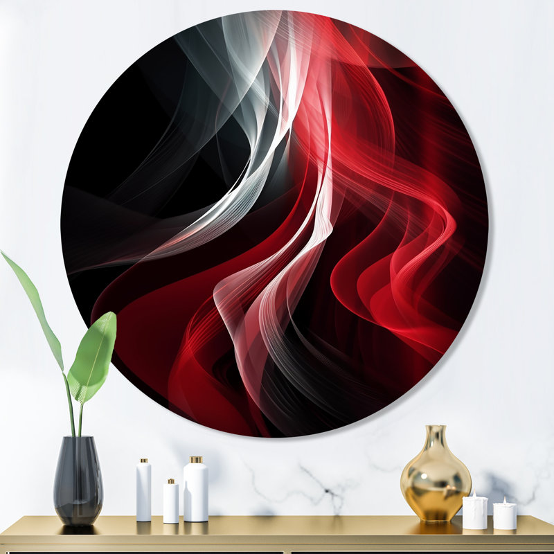 Art abstrait rond rouge et abstrait contemplatif VI, H 36 po x l 36 po x P 1 po