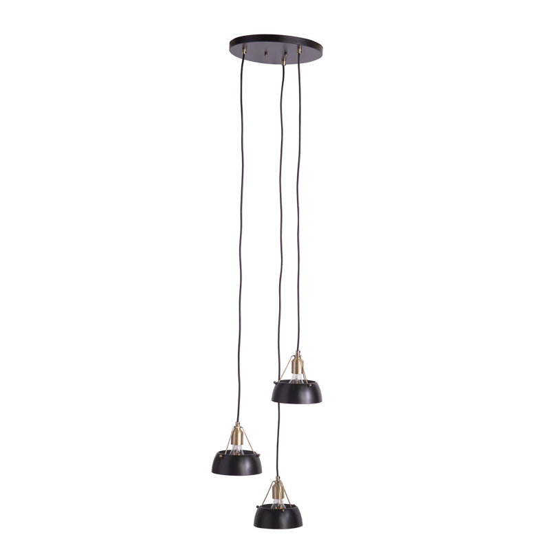 Renmarco Contemporary 3-Light Cluster Pendant, Black, Black