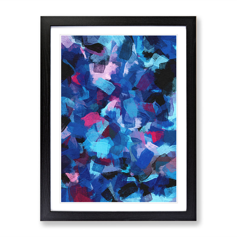 Moon Up High Abstract - Single Picture Frame Painting, Black Framed, 64cm H x 46cm W x 2cm D