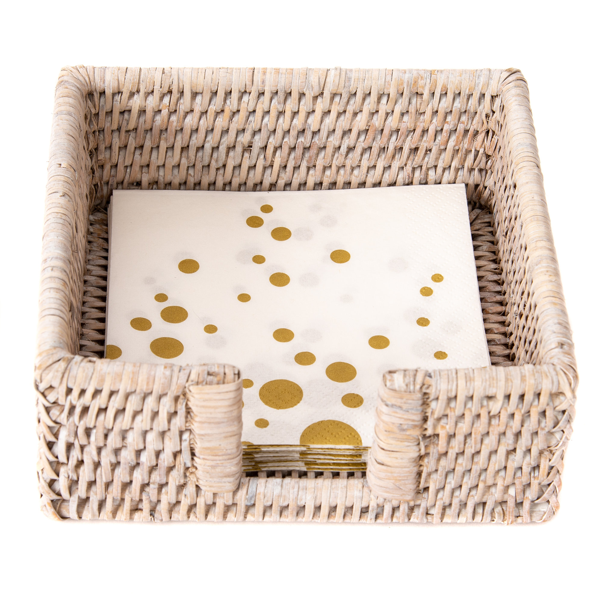 Camden Cocktail Napkin Holder, White Wash