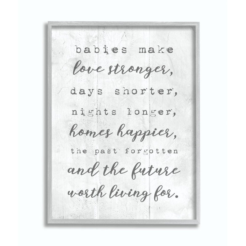 Babies Make Love Stronger Family Home Kids - conception de mots gris - impression d'art graphique, H 20 po x l 16 po