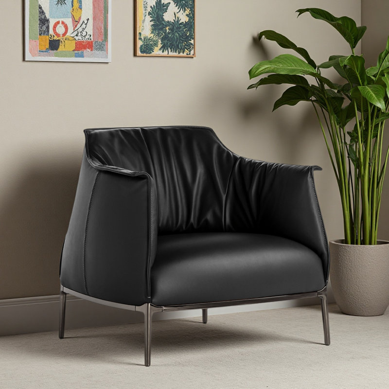 Fauteuil de loisir en cuir noir