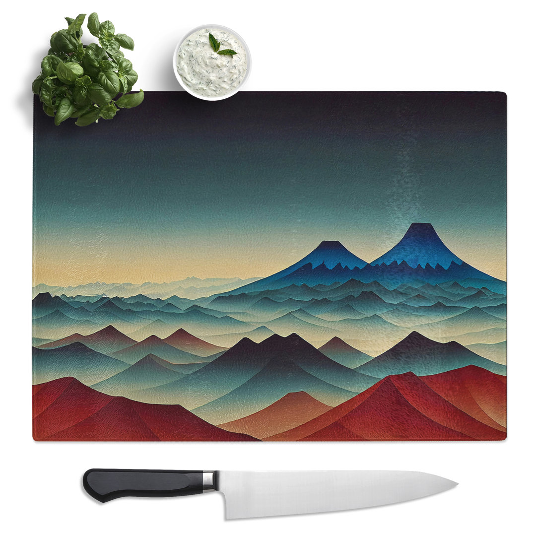 Fearless Japanese Mountains  Glass Chopping Board