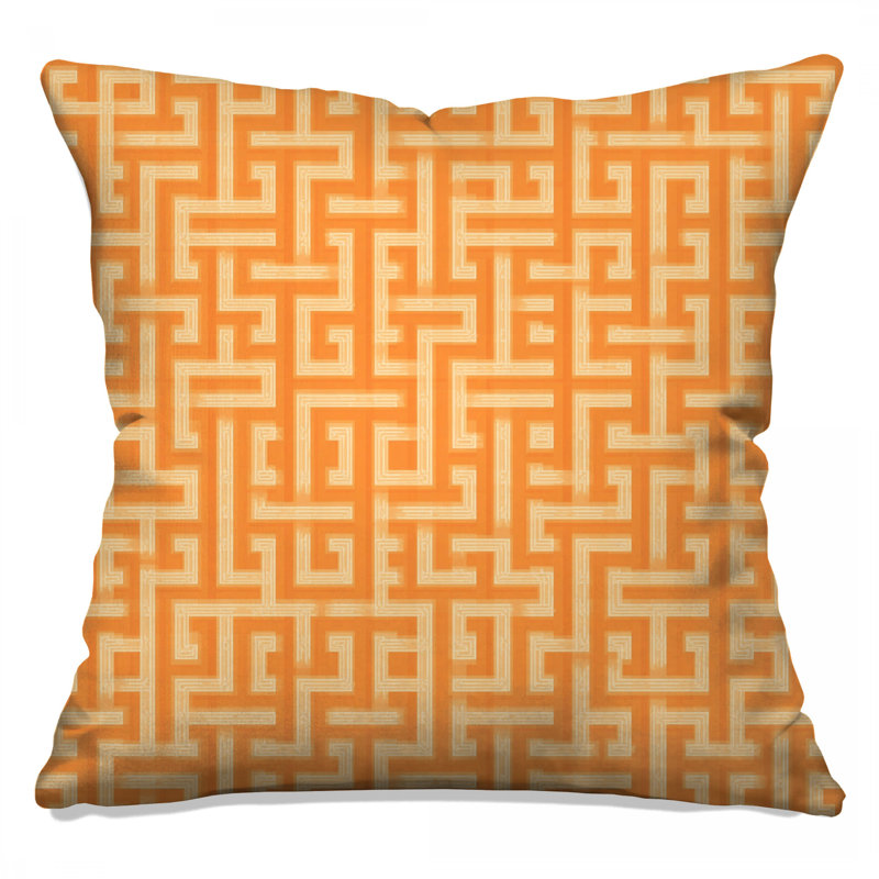 Orange Maze Pattern Double Sided Throw Pillows, 26 x 26 inches