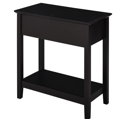 End Table, Narrow Side Table With Flip Top, Storage Cabinet, Bottom Shelf For Living Room