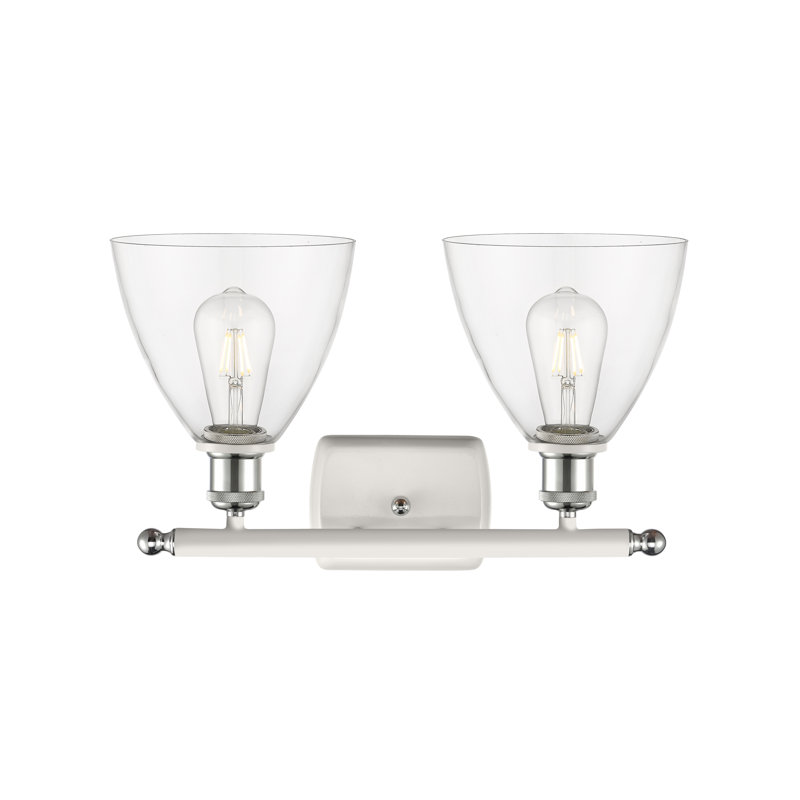 Éclairage pour meuble-lavabo 2 lumières Shauna, DEL, Transparent, Blanc / chrome poli