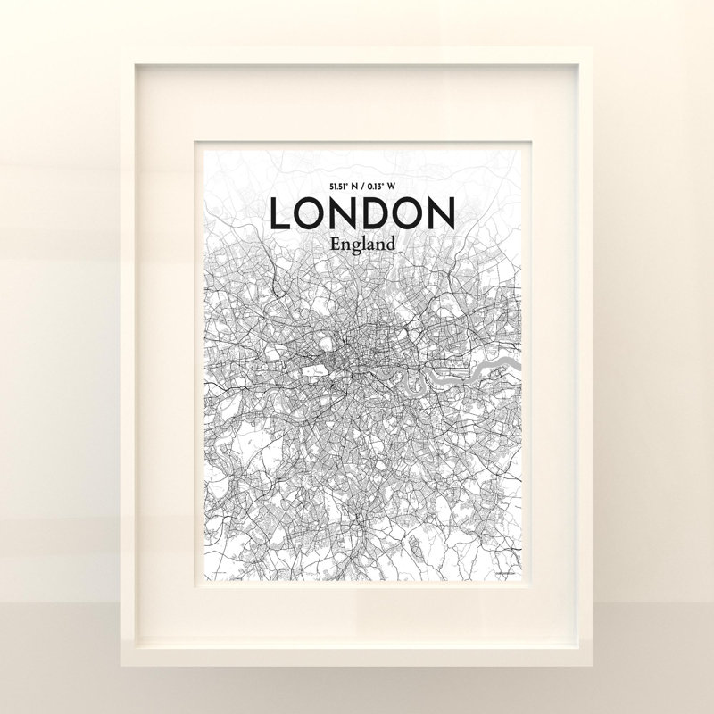 London City Map In Tones - No Frame Print, 20cm H x 16cm W x 0.05cm D