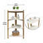 Étagère d'angle à 4 niveaux, bibliothèque d'angle autoportante avec tablettes en bois aggloméré blanc et structure en bois naturel, support de rangement triangulaire peu encombrant pour salle de bain, salon et chambre à coucher, H 33,70 po x l 16,75 po