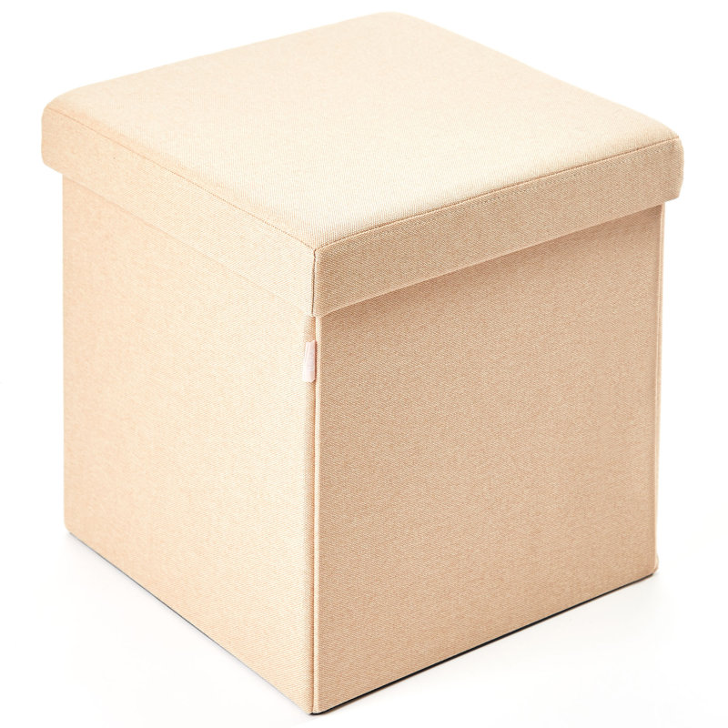 Velvet Ottoman, Beige
