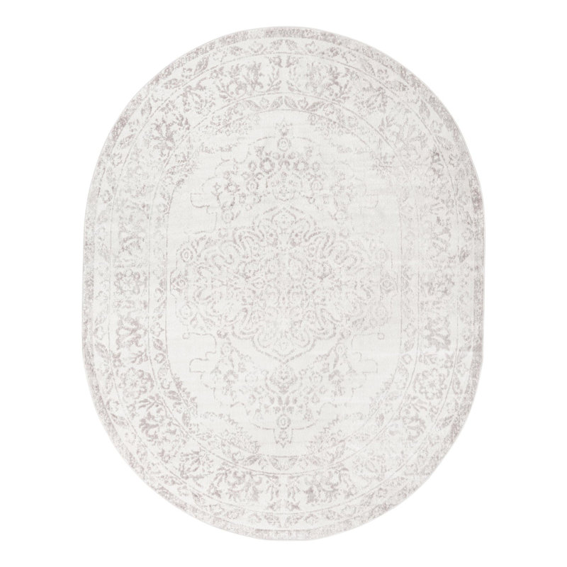 Tapis oriental ivoire / gris Ariella, Ovale 8 pi x 10 pi
