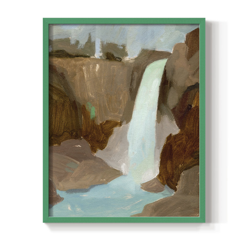 Turquoise Falls II, reproduction encadrée - bois massif, Vert, H 10 po x l 8 po