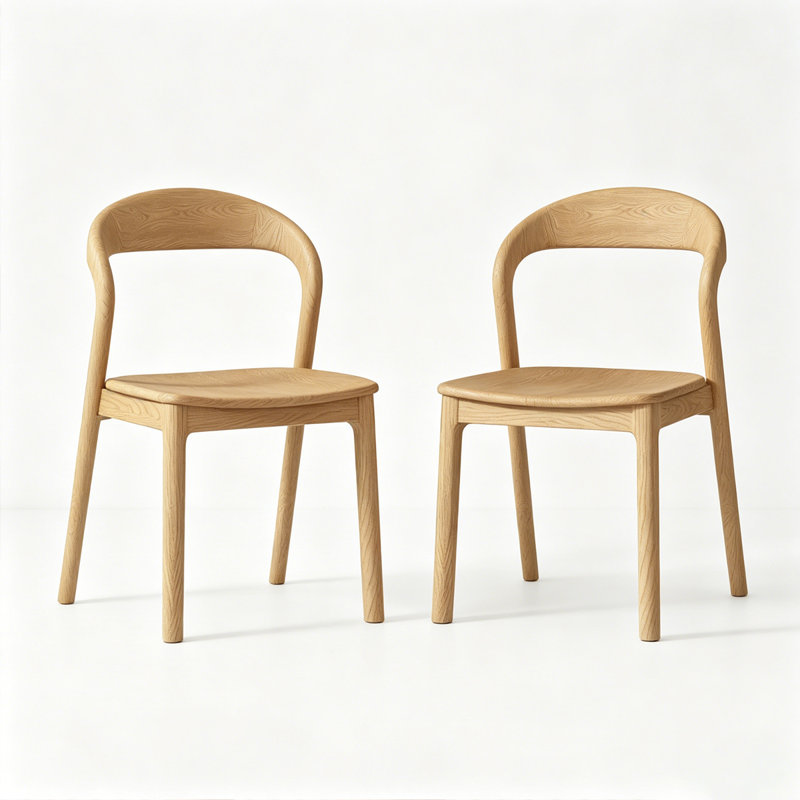 Burlywood Solid back side Chair(Set of 2)