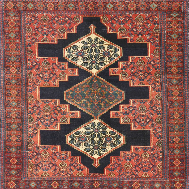 Tapis rouge à motif sud-ouest, Carré 7 pi