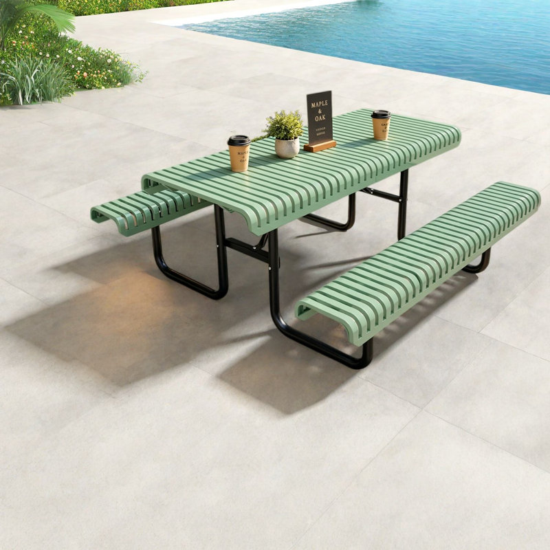 Tables de patio vertes, 72 x 73 x 31 po en métal robuste pour la salle à manger