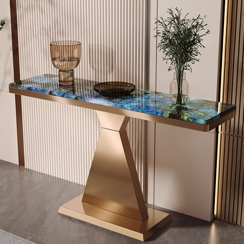 Console légère en pierre frittée de style luxueux, 33.4" H x 59" W x 13.7" D
