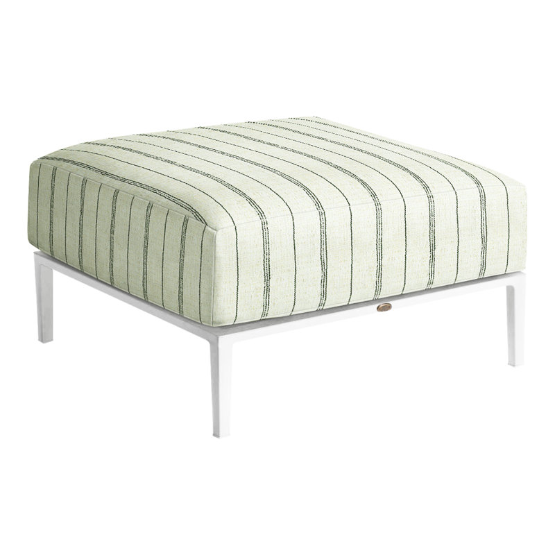 Havana Outdoor Ottoman with Cushion, No welt + Standard fill, Chalk/Natural Resin, Verona Fossil