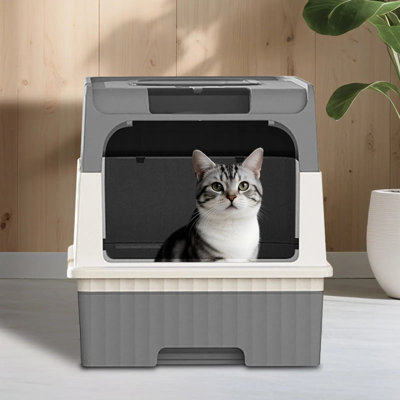 Spacious Cube Cat Litter Box – Open Design With Transparent Walls, Includes Scoop, For Multi‑cat Households