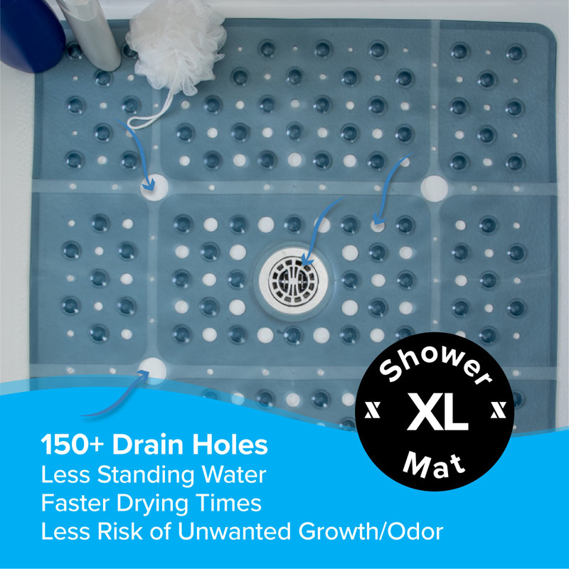 Extra Large Translucent Dusty Blue Square Shower Mat