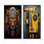 Ensemble de 2 masques jaunes sur toile - masque africain-1806380309-1806380303