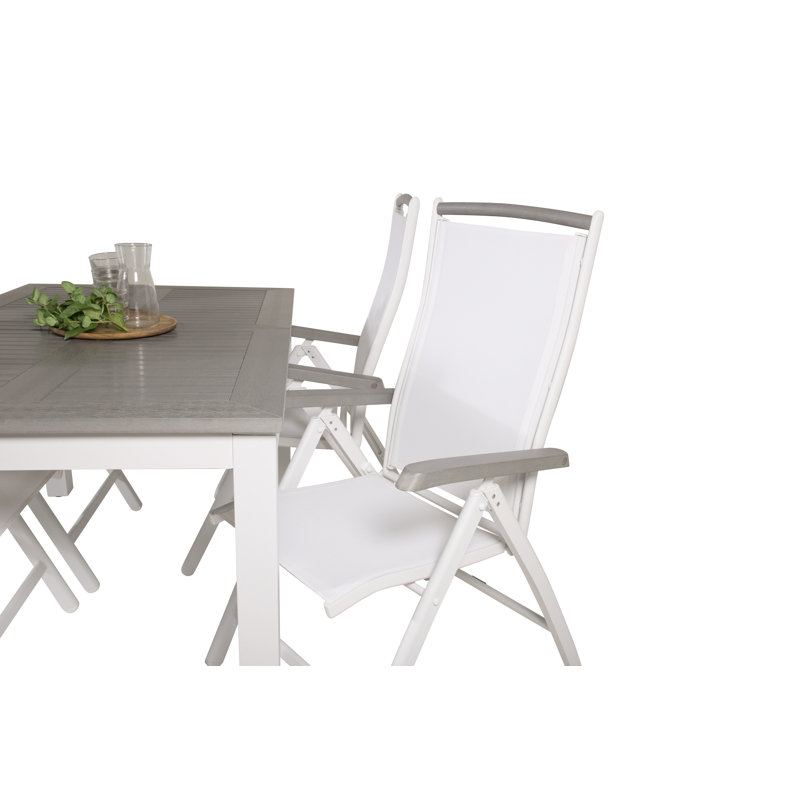 Jayesh 4 - Person Patio Dining Set with Extendable Rectangular Table, 75cm H x 160cm L x 90cm W, White