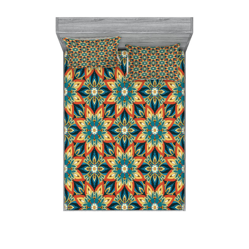 Multicolore ensemble de draps et taies décoratives pour repose-pieds Ambesonne