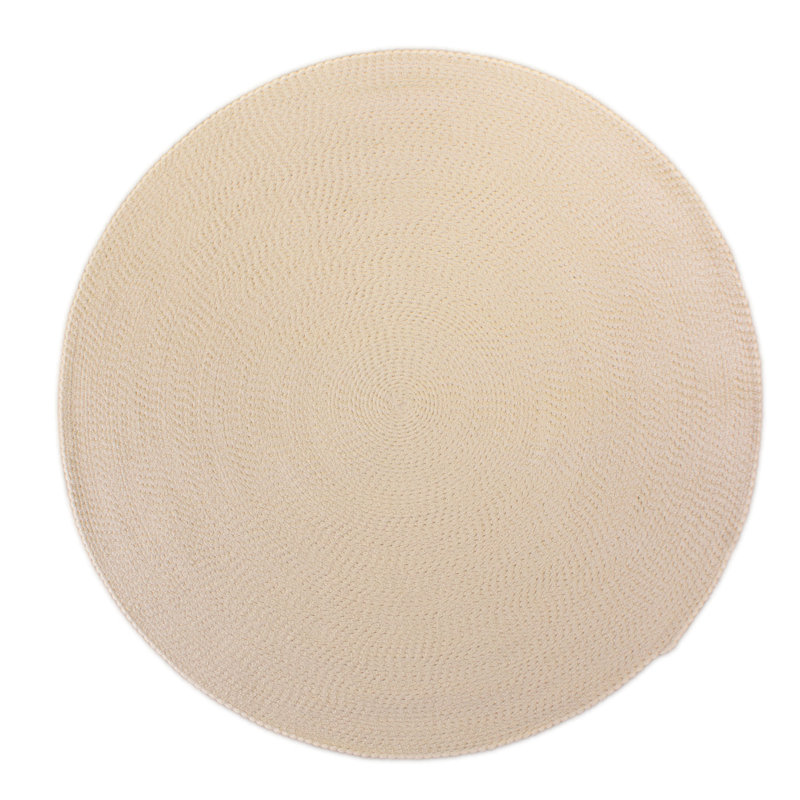 Solid Braided Farmhouse Performance Area Rug, Round 4'
