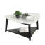 Ensemble de table 3 pièces de style contemporain 1 table basse triangulaire 2 x table de bout carrée avec plateau de rangement inférieur en marbre et finition noire et blanche