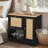 Pet Feeding Station with 2 Lockers, Elevated Bowls, Hooks, Anti-Tipping Kit, and Rattan Door, Black