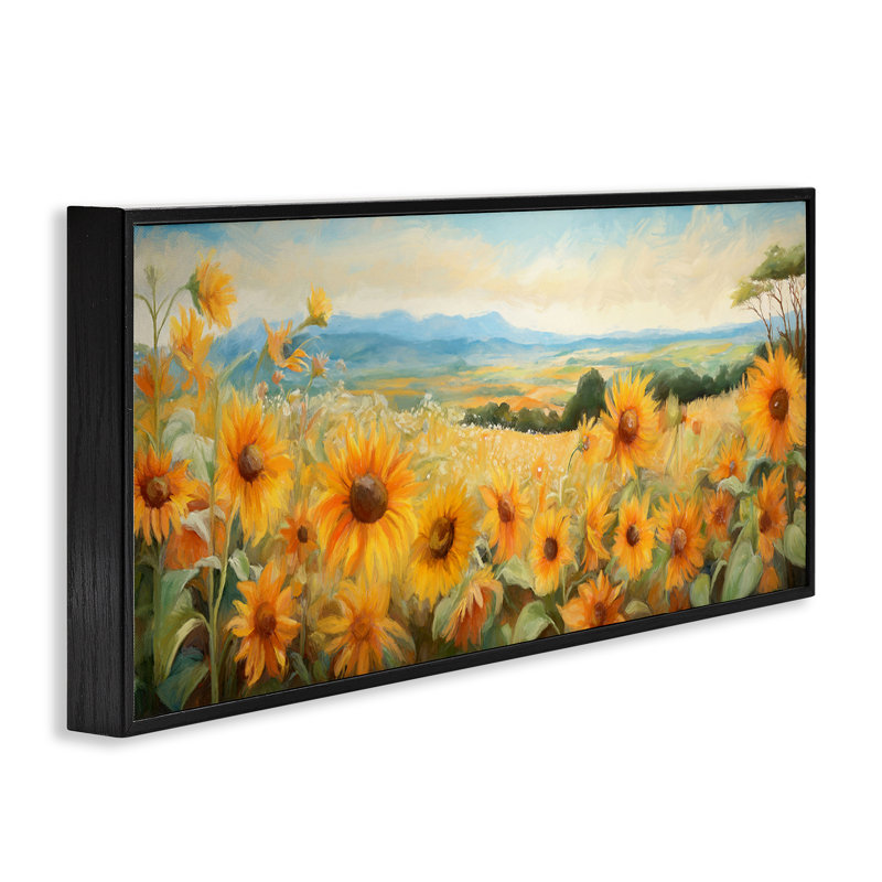 "Tournesol", art giclée par Ramona Murdock bg-182, H 13 po x l 30 po, Giclée encadrée noir minuit