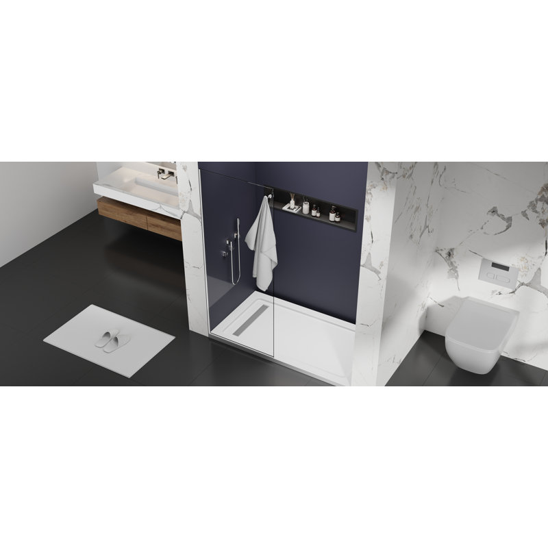 Panneau de douche fixe en verre l 32 po x H 76 po, verre trempé transparent épais de 3/8 po (10 mm) avec revêtement Nano double face facile à nettoyer, pare-douche de salle de bain sans cadre, demi-paroi de panneau de verre de douche