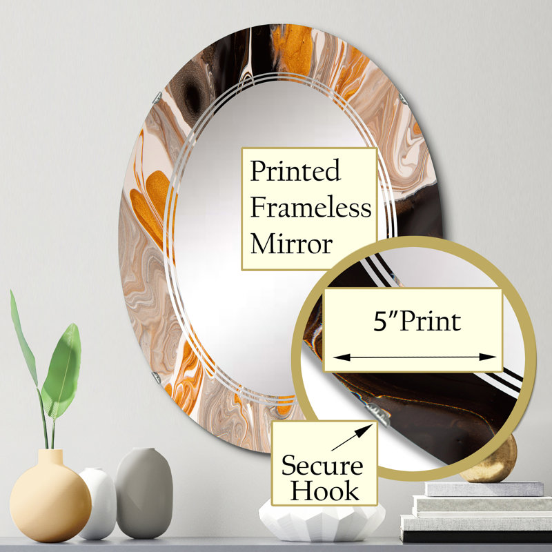 Miroir mural orange et noir Marble Waves III, 30 po x 20 po