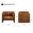 Broderic 38"W Full-Grain Genuine Italian Leather Upholstered Square Channel Tufted Barrel Accent Armchair, Single Sofa-2130120047