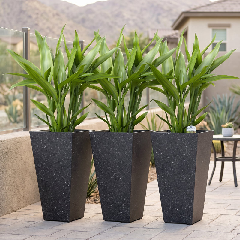 Pot de fleurs, pots de 28 po de hauteur, ensemble de 3 pots de fleurs en plastique avec trous de drainage, Black