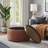 Caysey 30.1" W Upholstered Round Storage Ottoman with Wooden Tray-1971154179