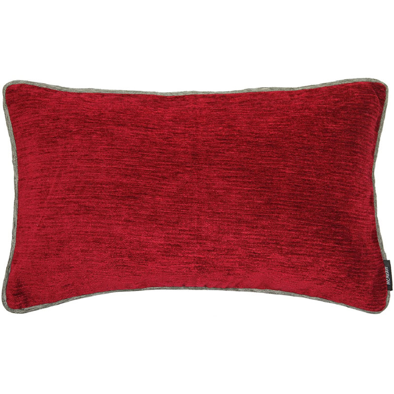 Chenille Reversible Pillow Cover, Red/Gray, 12" x 20"