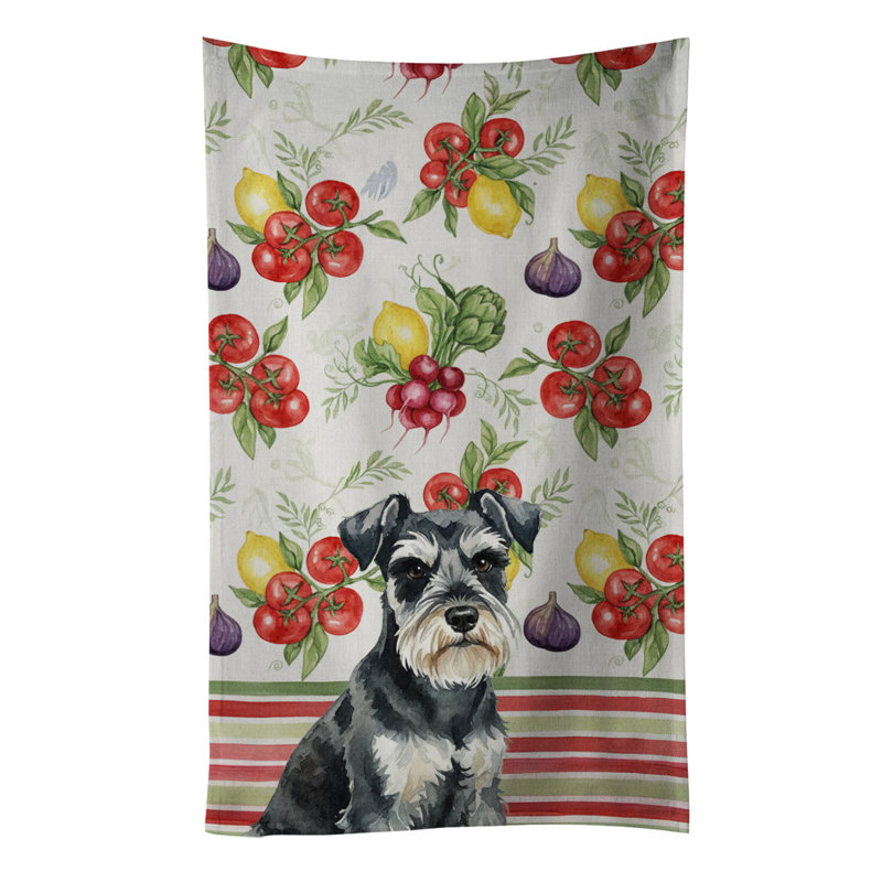 Serviette de cuisine noire et argentée Schnauzer, Schnauzer miniature noir / argenté