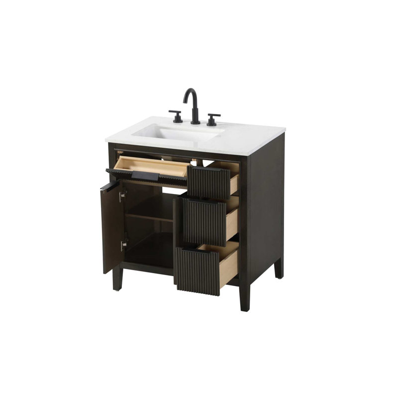 Meuble-lavabo simple 32 po en chêne chocolat, Chêne chocolat, 32"
