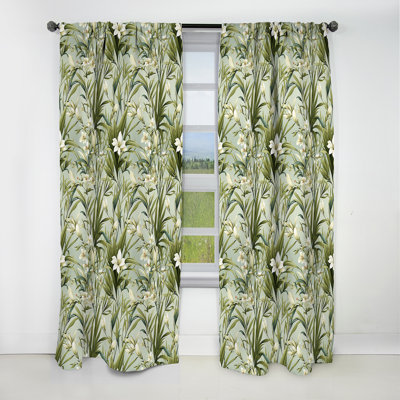 Tropical Zen Bamboo Pattern I - Floral Curtain - Blackout Floral Curtain - 1 Panels