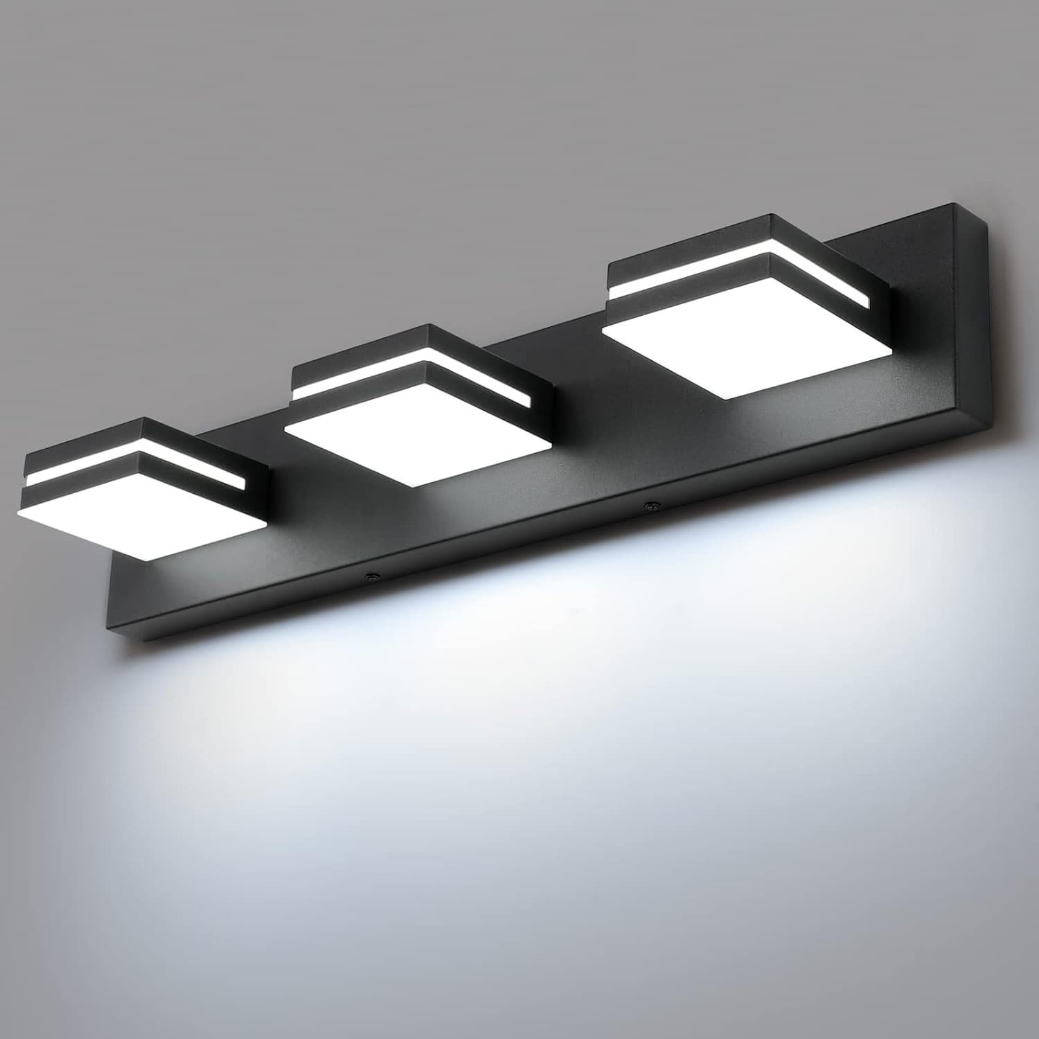 DOVIMAT LED Wall Light, Modern Bathroom Vanity Light Fixture 3 Lights, Matte Black Modern ...