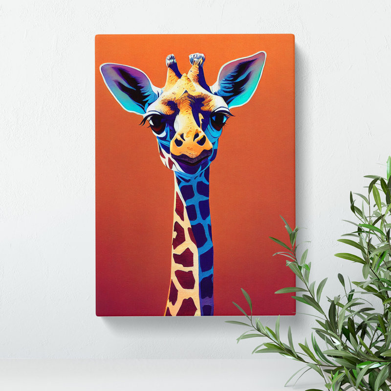 Colourful Giraffe No.1 - Wrapped Canvas