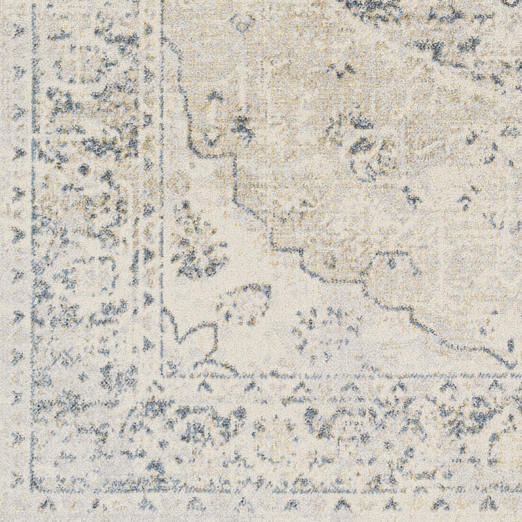 Webster Machine Washable Oriental Blue/Cream Area Rug