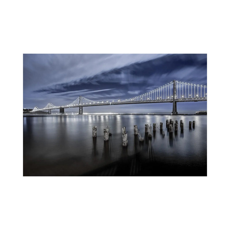 The Bay Bridge Lights San Francisco 1 Piece Wrapped Canvas Wall Art, 30.48 cm H x 45.72 cm W